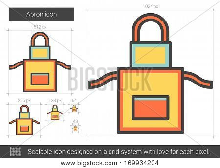Apron vector line icon isolated on white background. Apron line icon for infographic, website or app. Scalable icon designed on a grid system.