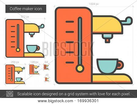 Coffee maker vector line icon isolated on white background. Coffee maker line icon for infographic, website or app. Scalable icon designed on a grid system.