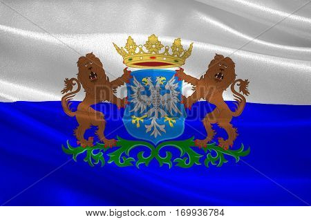 Flag of Arnhem is a city and municipality situated in the eastern part of the Netherlands. 3d illustration