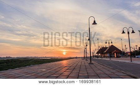 Morning at a park near the Khong river in Bueng Kan district Thailand.