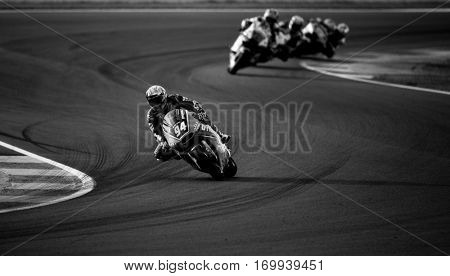 VALENCIA, SPAIN - NOV 13: Jonas Folger in Moto2 warm up during Motogp Grand Prix of the Comunidad Valencia on November 13, 2016 in Valencia, Spain.