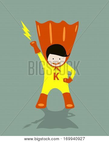Boykid Super Hero Illustration vector, strong, male, orange, diaper, fighter,