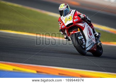 VALENCIA, SPAIN - NOV 12: Ratthapark Wilairot in Moto2 Qualifying during Motogp Grand Prix of the Comunidad Valencia on November 12, 2016 in Valencia, Spain.