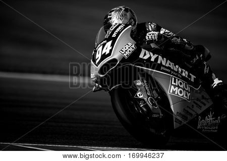 VALENCIA, SPAIN - NOV 12: Jonas Folger in Moto2 Qualifying during Motogp Grand Prix of the Comunidad Valencia on November 12, 2016 in Valencia, Spain.