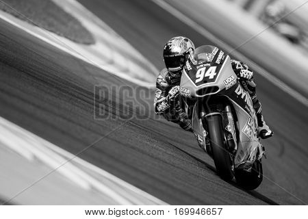 VALENCIA, SPAIN - NOV 12: Jonas Folger in Moto2 Qualifying during Motogp Grand Prix of the Comunidad Valencia on November 12, 2016 in Valencia, Spain.