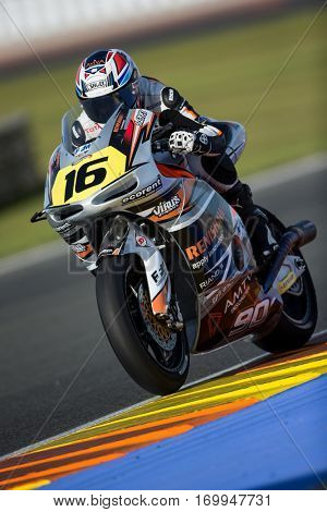 VALENCIA, SPAIN - NOV 12: Hugo Clere in Moto2 Qualifying during Motogp Grand Prix of the Comunidad Valencia on November 12, 2016 in Valencia, Spain.