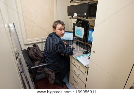A Young Man On Duty Train Conductor
