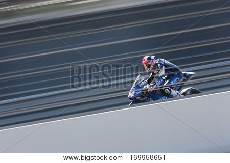 VALENCIA, SPAIN - NOV 12: Mattia Pasini in Moto2 practice during Motogp Grand Prix of the Comunidad Valencia on November 12, 2016 in Valencia, Spain.