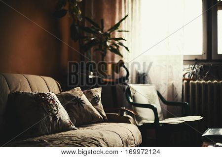 Calm ambience of an old room lifestyle details.