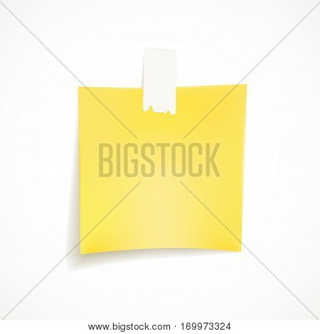 Blank yellow post it note isolated on white background