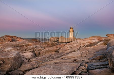 The lighthouse of Muxia at sunset. Muxía A coruna Spain