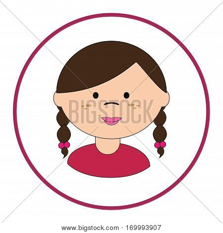 round silhouette with girl face with braided hair vector illustration