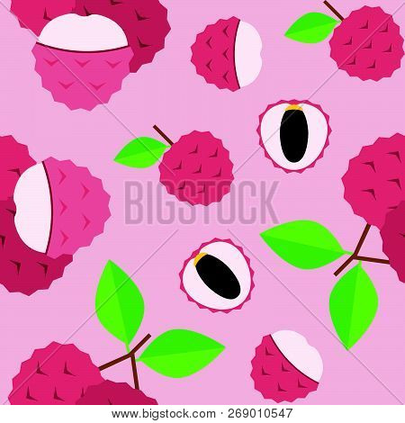 Lychee Seamless Pattern Vector For Wallpaper Or Wrapping Paper