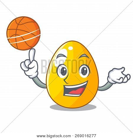 With Basketball Golden Egg Cartoon For Greeting Card