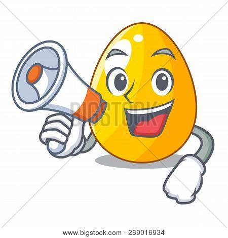 With Megaphone Golden Egg Cartoon For Greeting Card