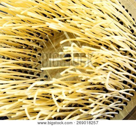 Italian Spaghetti Pasta With The Technique Called Trafilura That Means Brass Wire-drawing The Dough 
