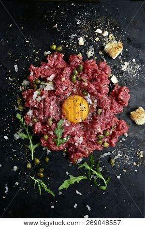 Beef Tartare - Traditional Dish Of French Cuisine.top View.