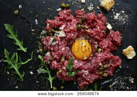 Beef Tartare - Traditional Dish Of French Cuisine.top View.