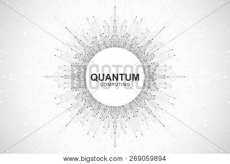 Quantum Computer Technology Concept. Deep Learning Artificial Intelligence. Big Data Algorithms Visu