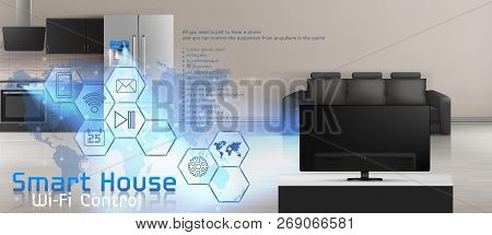 Smart House Vector Concept Illustration, Internet Of Things, Wireless Digital Technologies To Manage
