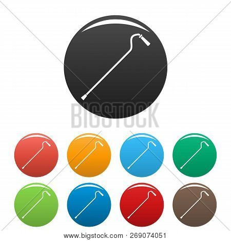 Aged Walking Stick Icons Set 9 Color Vector Isolated On White For Any Design