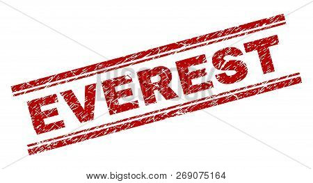 Everest Seal Stamp With Distress Texture. Red Vector Rubber Print Of Everest Text With Dirty Texture