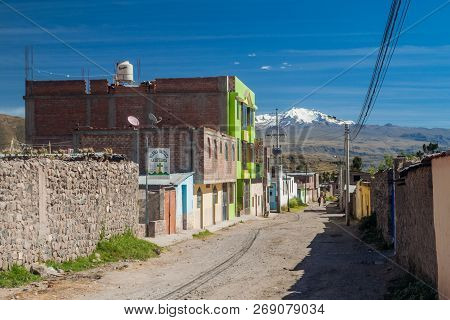 Chivay, Peru - May 29, 2015: Street In Chivay Village, Near Colca Canyon Peru