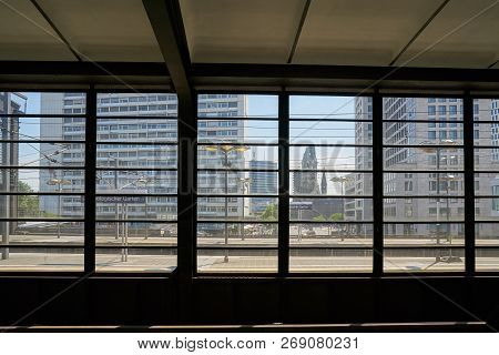 Berlin, Germany - June 09, 2018: View From A Station Platform Of Station Bahnhof Zoo To The City Cen