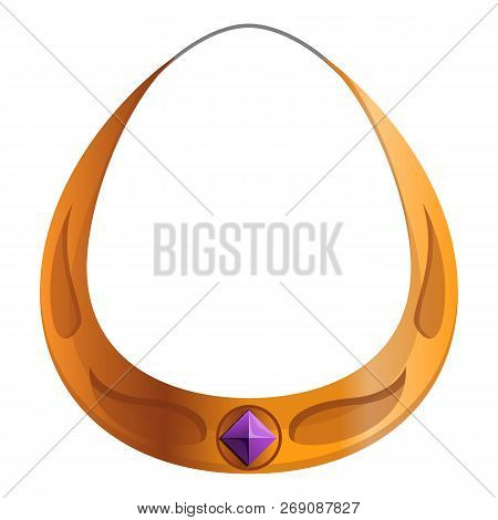 Gold Gem Stone Necklace Icon. Cartoon Of Gold Gem Stone Necklace Vector Icon For Web Design Isolated