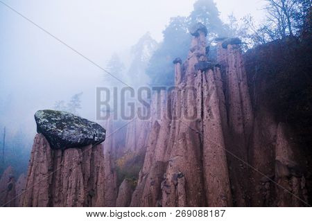 Earth pyramids, Piramidi di terra in Ritten, South Tyrol, Italy