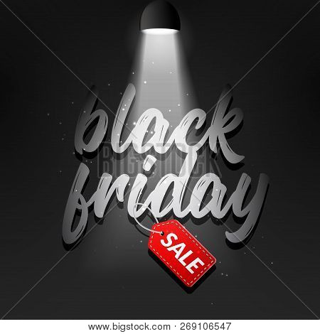 Black Friday Banner With Light. Dark Spotlight Design Vackground With Black Friday Poster.