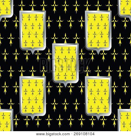 Vector Background With Geraldic Shield For Formalization Of Site, Design Projects, Textile Goods And