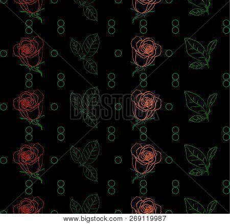 Seamless Pattern With Roses And Bubbles. Vector Illustration
