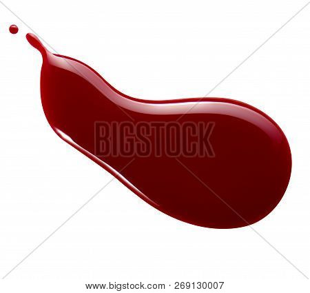 Dark Red Nail Polish Spill On White Background With Clipping Path