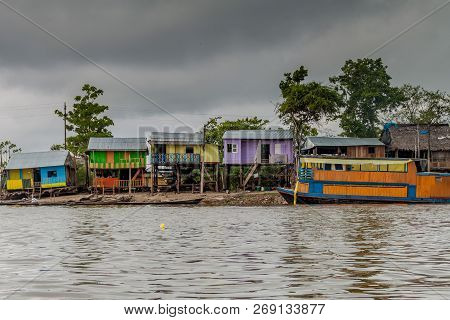 View Of Partially Floating Shantytown In Belen Neigbohood Of Iquitos, Peru.
