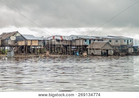 View Of Floating Shantytown In Belen Neigbohood Of Iquitos, Peru.
