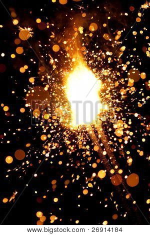 เขียน sparklers ดอกไม้ขนาดใหญ่กับกลุ่มขนาดใหญ่ของอนุภาค