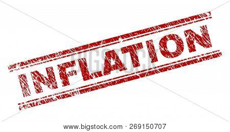 Inflation Seal Imprint With Distress Texture. Red Vector Rubber Print Of Inflation Text With Dirty T