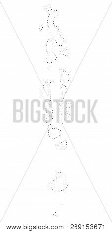 Vector Stroke Dotted Maldives Map In Black Color, Small Border Points Have Diamond Shape. Trace The 