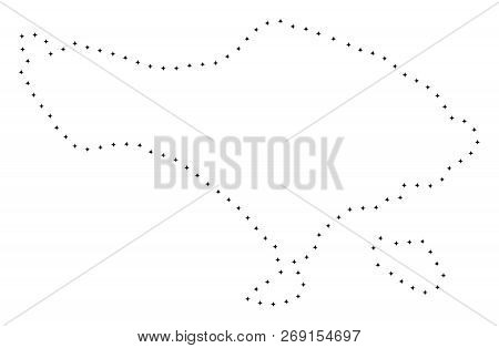 Vector Stroke Dot Bali Island Map In Black Color, Small Border Points Have Diamond Shape. Connect Th