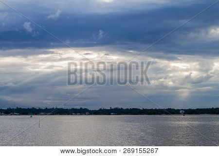 St Laurent Du Maroni, French Guiana. Maroni Marowijne River Between Suriname And French Guiana.