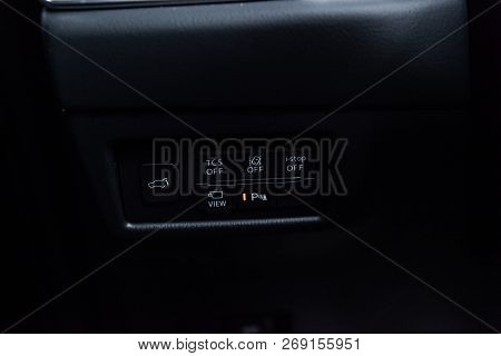 Novosibirsk, Russia - November 16, 2018: Mazda Cx 5, Close-up Of The Side Door Buttons. Photography 