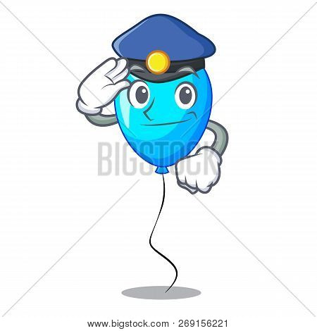Police Birthday Cartoon On Shape Balloon Blue