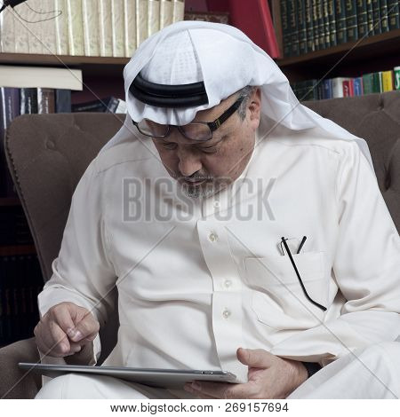 Portrait Of Washington Posts Saudi Journalist Jamal Khashoggi At His Home In Jeddah, Saudi Arabia - 