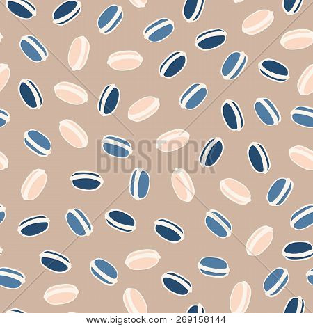 Beige And Blue Macaron Seamless Pattern, Art Background Design For Fabric And Decor