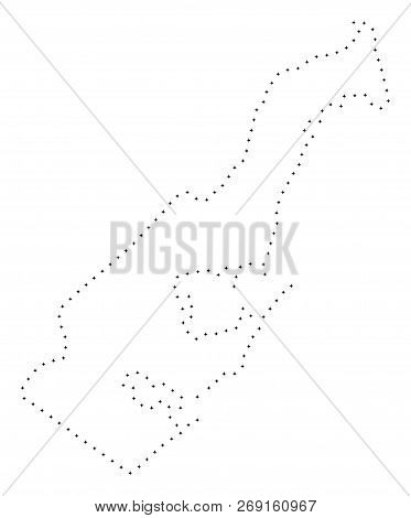 Vector Stroke Dotted Monaco Map In Black Color, Small Border Points Have Diamond Shape. Discover The