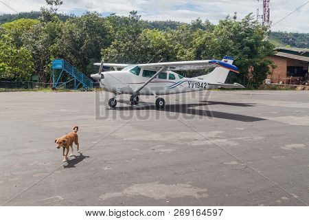 Canaima, Venezuela - August 16, 2015: Cessna Airplane At The Airport In Canaima Village, Venezuela