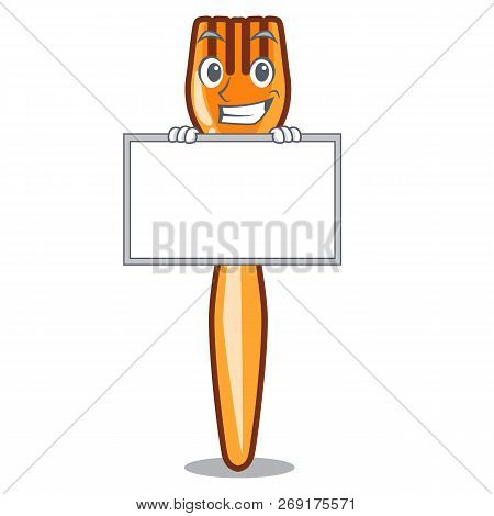 Grinning With Board Fork On Shape Plastic Character Beautif