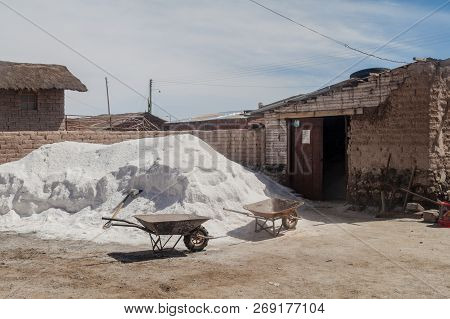 Huge Pile Of Salt In Colchani Village At The Edge Of Salar De Uyuni.