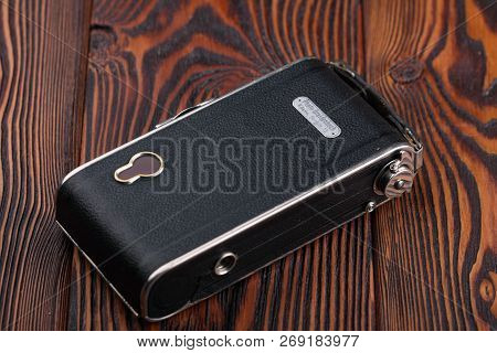 Moscow, Russia, April 18, 2017. The Old German Medium-format Scaling Camera Voigtlander Bessa, Relea